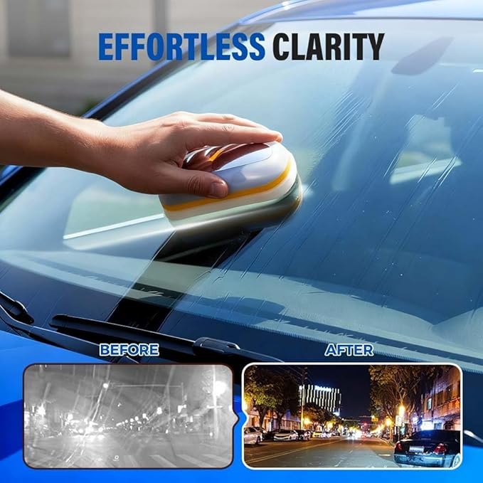Car Window Cleaning Brush, Windshield Oil Film Remover, Water Repellent and Fog Prevention Glass Cleaner for Automotive Windows (B)