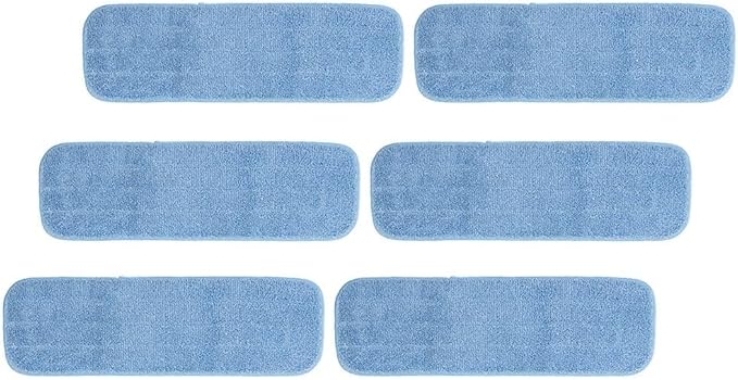 Microfiber Mop Pads for Spray Mops, Washable & Reusable Floor Cleaning Pads, 45 x 14 cm Flat Mop Replacement Pads for Hard Floors, 6-Pack(B)