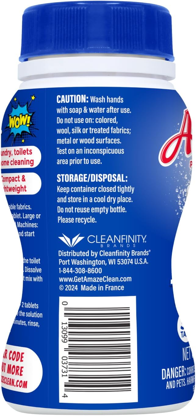 AMAZE Ultra Concentrated Bleach Tablets [6 bottles] - Original Scent - for Laundry, Toilet, and Multipurpose Home Cleaning. No Splash Liquid Bleach Alternative