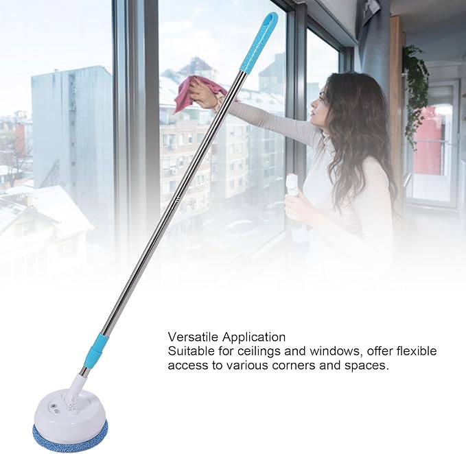 Electric Mop, Powerful Cordless Spin Mop Effortless , Long Handle for Hard to Areas, Ideal for Ceilings and Window, Flexible Head, Strong Wiping Feature (Style 2)