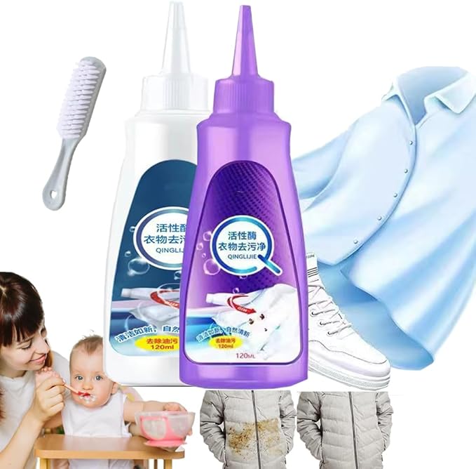 Stain Remover, Active Enzyme Laundry Stain Remover, Laundry Stain Remover Spray, White Shirt Garment Stubborn Stain Cleaner Oil Remover, For Clothes Laundry (2COLORS)