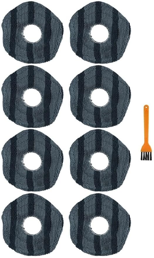 4/8-Pack Microfiber Mop Pads Fit For Eufy X10 Pro/Fit For Omni X9 Pro Robot Vacuum Cleaning, Washable Spin Mop Cloth Accessories For Hardwood, Tile And Carpet, With Small Brush(A)