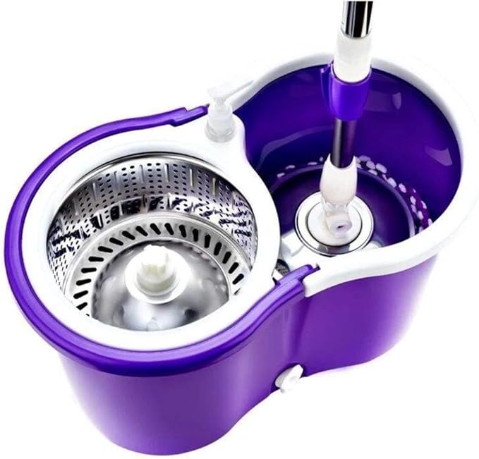 Spin Mop and Bucket Set with Wringer – 360° Rotating Microfiber Mop for Floor Cleaning, Easy Self-Wringing System with Extendable Handle, Hands-Free Household Cleaning for Hardwood, Tile & Laminate