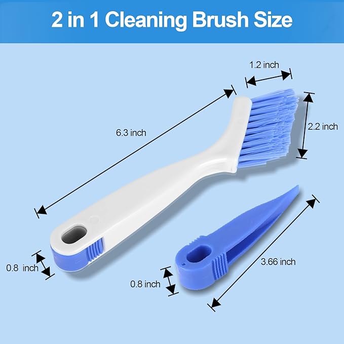 Small Scrub Brush Set for Deep Cleaning, 2 Cleaning Brushes for Window Tracks, Grout, Corners and Crevices with Straight Bristles for Precise Scrubbing in Kitchen and Bathroom (Silvery white)