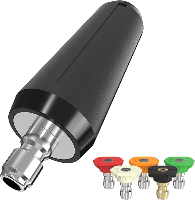 Pressure Washer Tips Turbo Nozzle, Max 2600 PSI 360°Rotating Power Washer Nozzles with 1/4" Quick Connect, 5 Spray Nozzle Tips for Cleaning Brick, Concrete, 2.0 GPM 2.0 Orifice