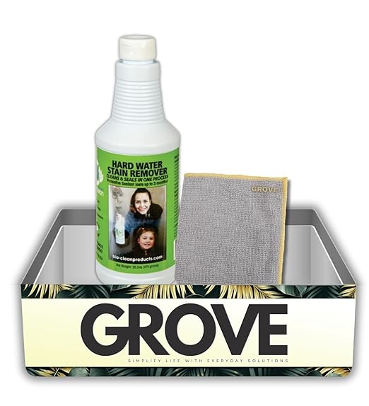 Bio-Clean 20.3 oz Hard Water Stain Remover Bundle with Microfiber Cloth – Cleans Glass Shower Doors, Tile, and Metal Surfaces to Remove Spots and Buildup – Gift Set (2 Items)