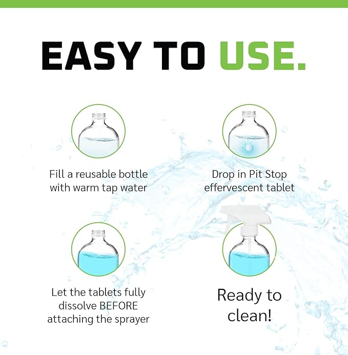 WASH&WHIPS Glass Cleaner Tablets (Makes 5 Gal/20L/40 Bottles) - Streak-Free, Cleans Glasses, Windows, Windshields - Car, Office, Home & Kitchen (5 count, Pink Tablets)