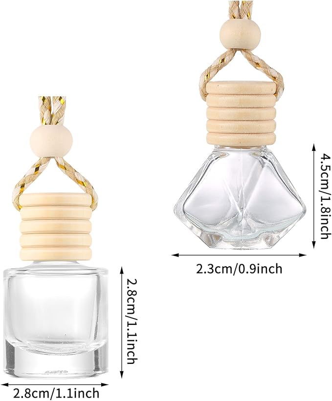Patelai 12 Pcs 8ml Hanging Car Air Freshener Perfume Bottle Empty Clear Glass Essential Diffuser Oil Aromatherapy Fragrance Perfume Pendant Glass Bottle Decor(Classic Style)