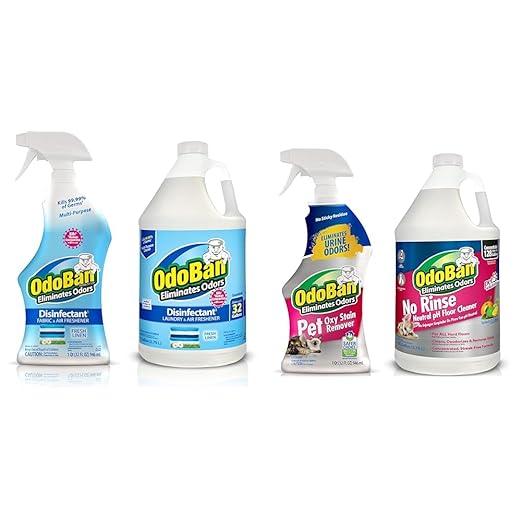 OdoBan Disinfectant and Odor Eliminator, Ready-to-Use 32 oz Spray Bottle & Pet Solutions Neutral pH Floor Cleaner Concentrate, 1 Gallon, and Oxy Stain Remover, 32 Ounce Spray