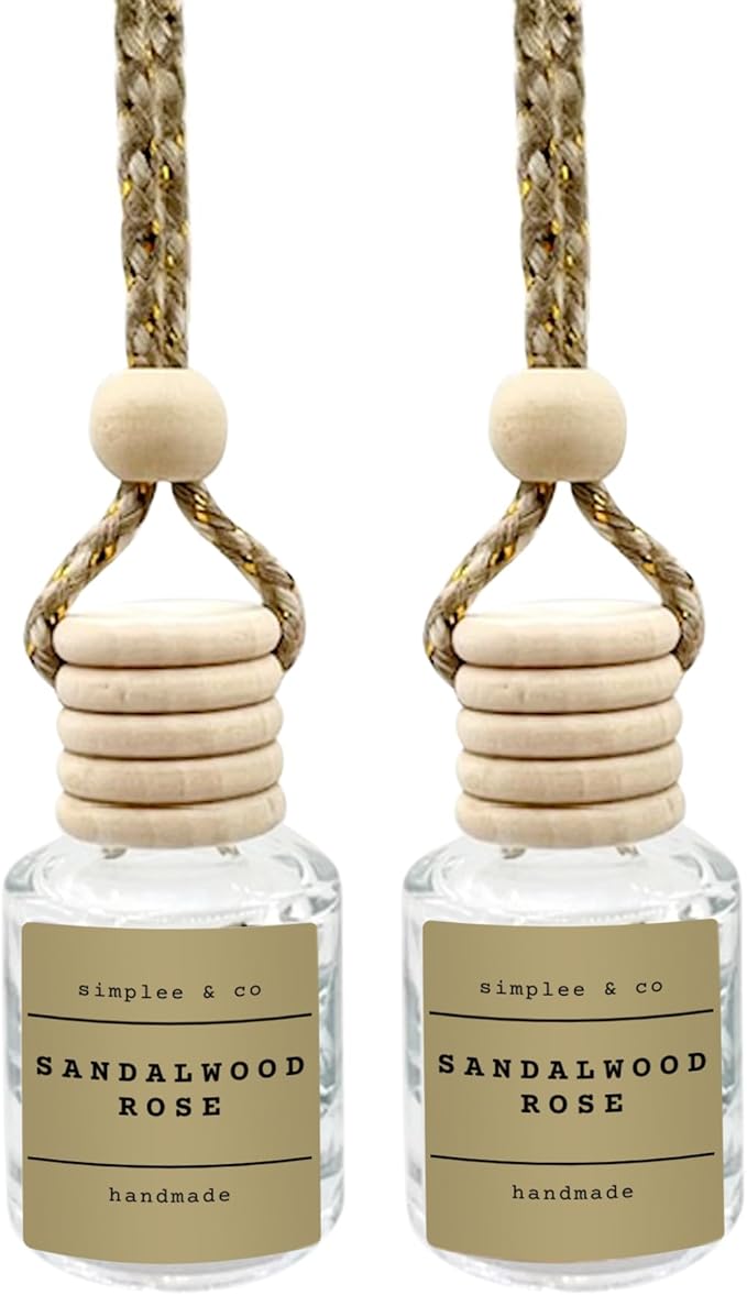 Sandalwood Rose Car Air Hanging Essential Oil, Car Air Freshener Diffuser, Long Lasting Essential Oils, Aromatherapy Vehicle Diffuser by Simplee & Co