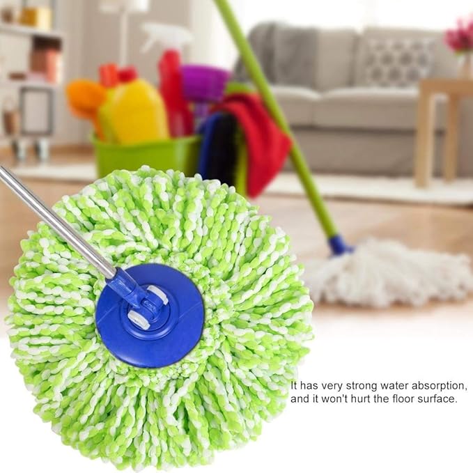 Spin Mop Head Refills Microfiber Round Spin Mop Head Replacement for Universal Spin Mop System Perfect for Home Commercial Use (Green+White)