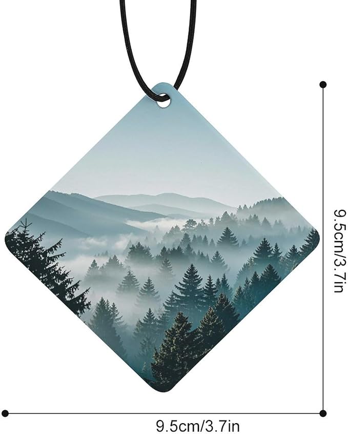 Blue Green Tree Landscape Car Air Fresheners Gray Rhombus Aromatherapy Tablets for Car Decor Bedroom Wardrobe Shoe Cabinet Quickly Eliminate Odors Pendant Decor 3PCS