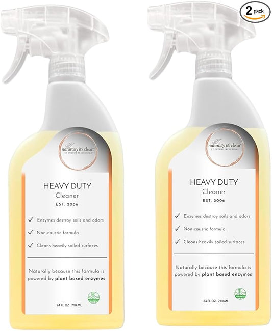 naturally it's clean Heavy Duty Cleaner | Deep Cleans floors in homes, garages, patios, sidewalks, walls, kitchens, restrooms, ceramic tile, concrete, furniture, and equipment| 24oz Bottles | 2 Pack