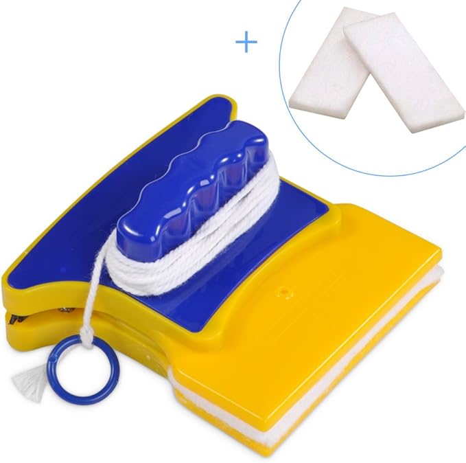 Yctze DoubleSided Magnetic Glass Cleaner Wiper with 2 Additional Cotton for Easy Window Cleansing