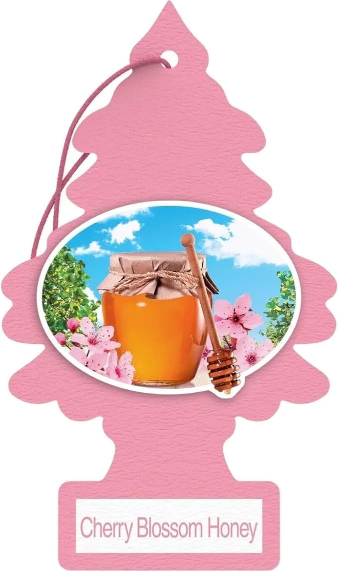 Little Trees Cardboard Hanging Car, Home & Office Air Freshener, Cherry Blossom Honey