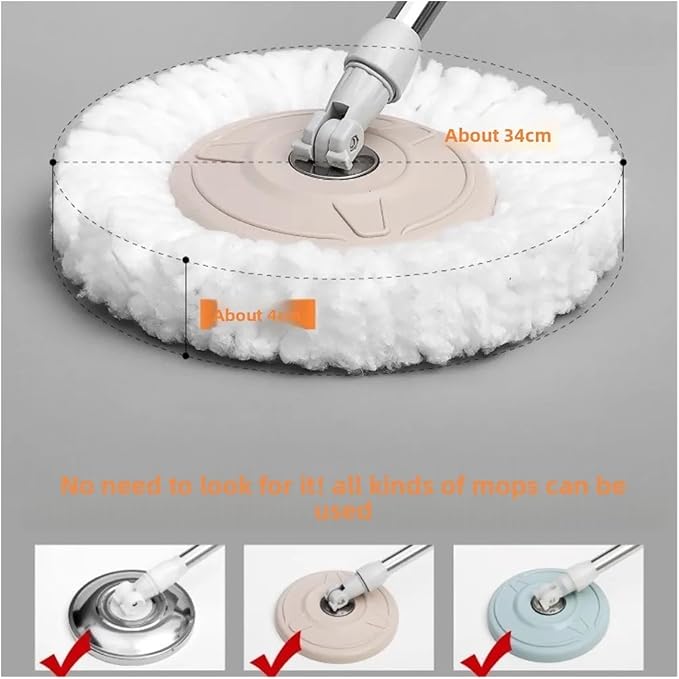 Compatible for 5pc Microfiber Spin Mop Replacement Head Round Shape Standard Size