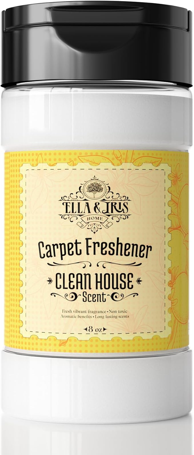 Ella & Iris Home Clean House Carpet Freshener – Citrus Carpet Deodorizer & Odor Eliminator for Carpets, Rugs, Upholstery & Car Interiors | Made with Baking Soda