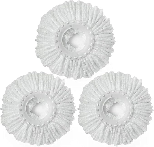 Mop Replacement Head for 360° Spin Magic Mop, Microfiber Spin Mop Refills, Round Shape Standard Universal Size (3 Pack)