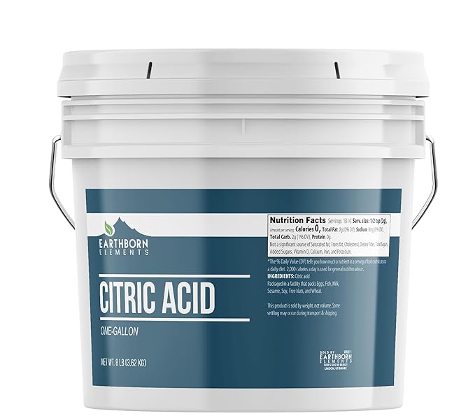 Earthborn Elements Citric Acid (1 Gallon), Food Safe, Preservative & Cleaner