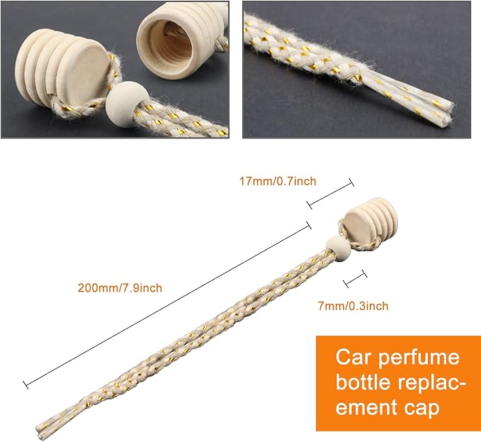 20 Pcs Car Air Freshener Perfume Bottle Replacement Caps With String Pendant Essential Oil Diffuser Replacement Lids Fragrance Aromatherapy Auto Ornaments Decor Accessories With Stoppers