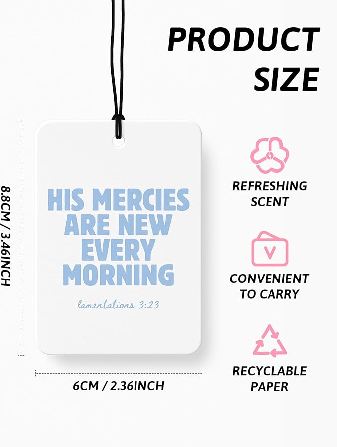 Blue Coquette Bow Floral Christian Car Air Freshener 4 Pcs, Preppy Girly Religious Hanging Air Freshener for Cars Closet Drawer Books, Cute Christian Car Accessories Mirror Decor for Women