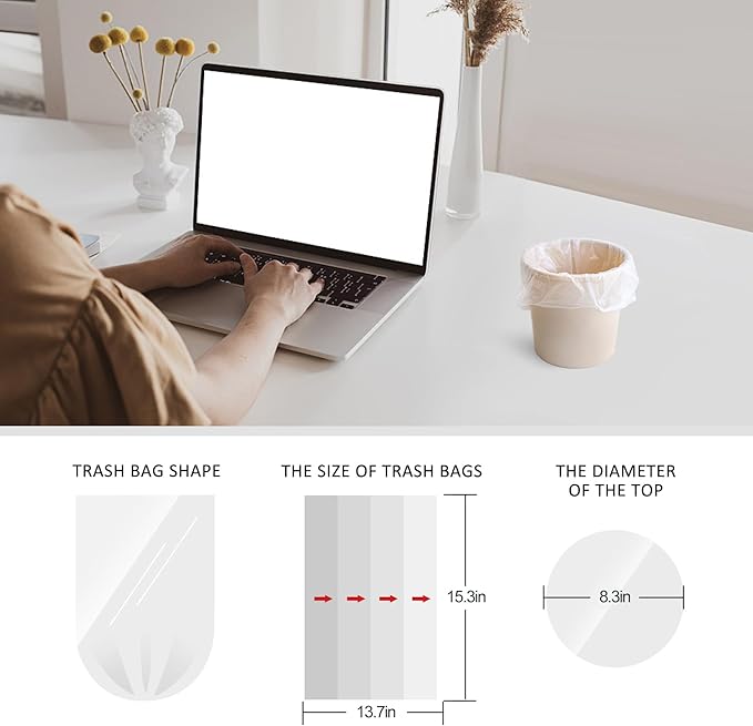Teivio 1 Gallon 120 Counts Mini Strong Trash Bags 1-1.2 Gallon Garbage Bags,Small Waste Basket Liners,Bathroom Trash Can Bin Liners, Plastic Bags for home office kitchen, 4-5 Liters,Clear