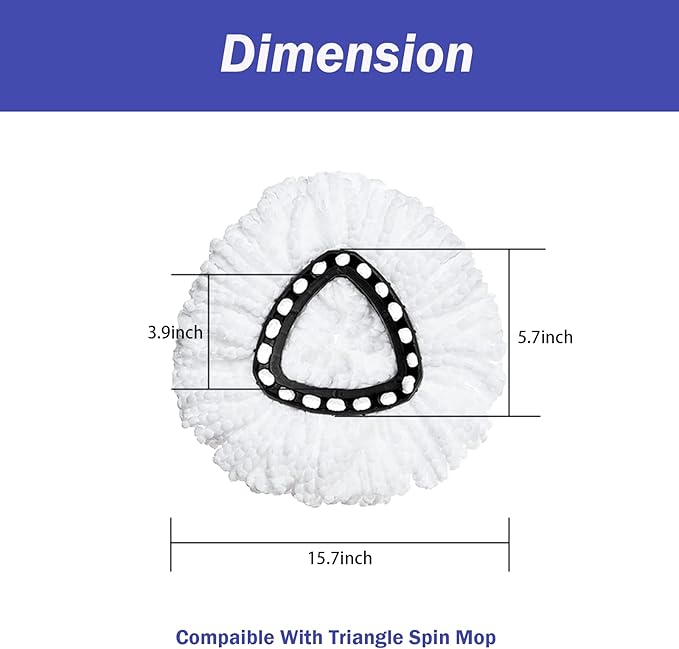Spin Mop Replacement Head 6 Pack Mop Refill Compatible with Ocedar Triangle Swivel Mops Microfiber Swivel Mop Refill,Deep Clean,Machine Washable and Easy to Replace