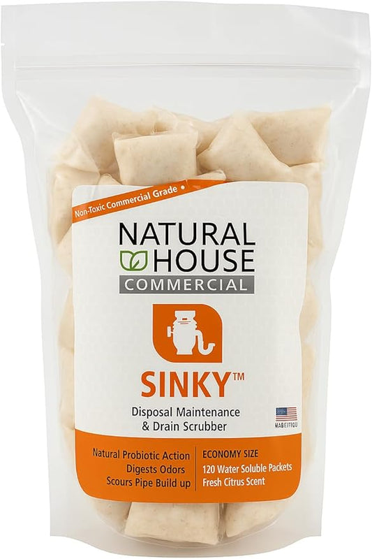 Natural House Sinky - Probiotic Garbage Disposal & Drain Cleaner Pods - Breaks Down Grease - Citrus Scent - Septic Safe - 120 Count