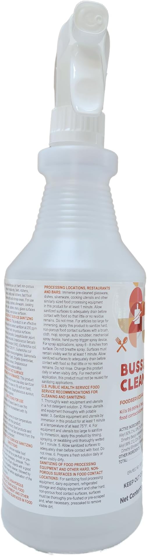 Bussit Clean Food Surface Sanitizer & Cleaner, Kills 99.9% of Kitchen Bacteria, Quart (6 Pack)