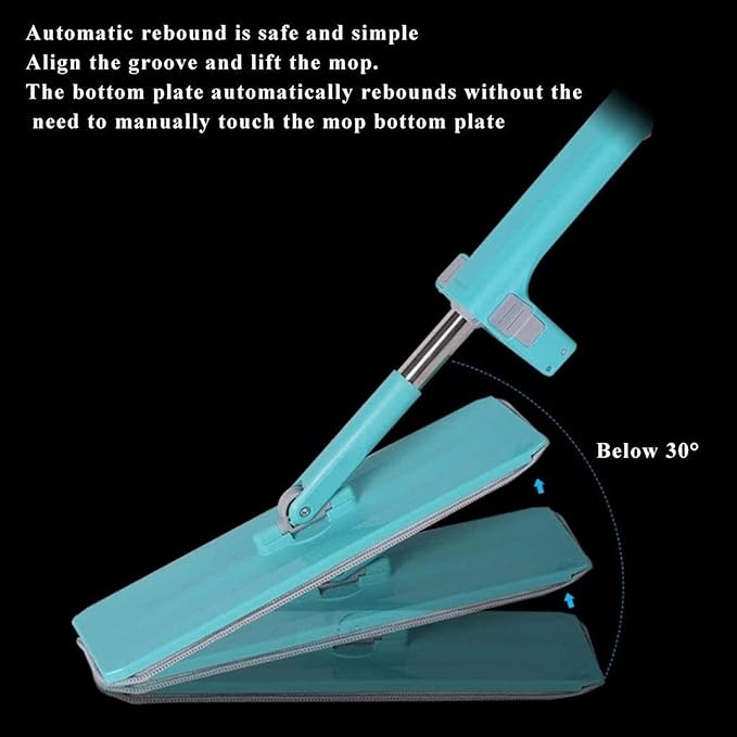 Spray Mop with 2 Interchangeable Heads Microfibre Floor Mop with Rewashable Pads Swivel Head and One Touch Bottle Release