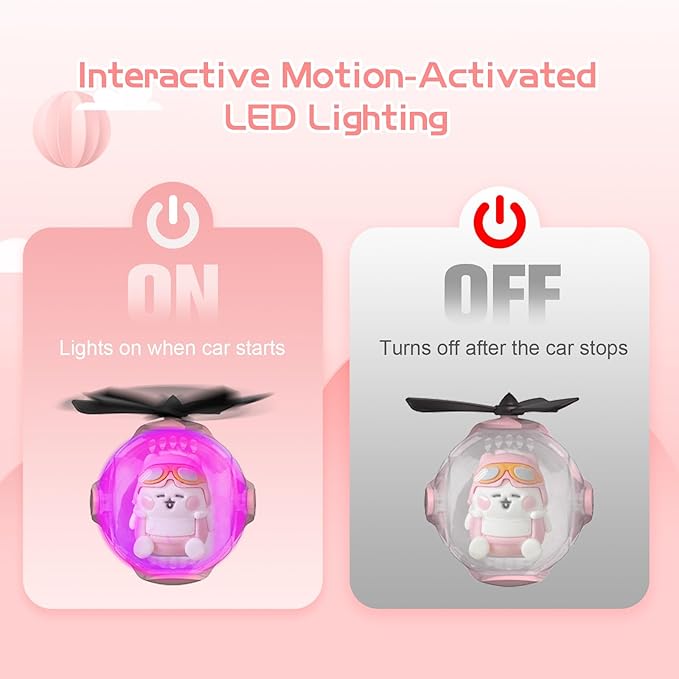 Pink Kitty Car Air Freshener with 6-Color Auto Light Up & 4pcs Scented Tablets – Subtle Fragrance, Decorative Auto Accessories,Cute Mother's Day and Father's Day Small Gift