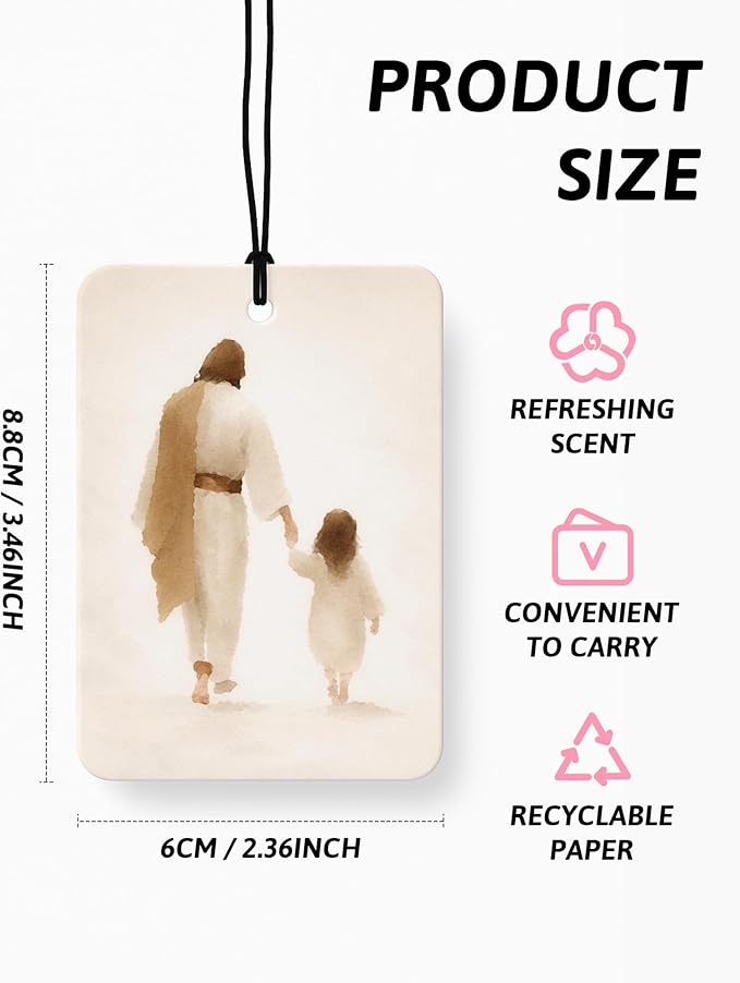 Jesus Air Freshener 4 Pcs, Neutral Christian Jesus Sheep Girl Bible Verse Hanging Air Freshener for Cars Closet Drawer Books, Scripture Religious Car Accessories Mirror Decor for Women