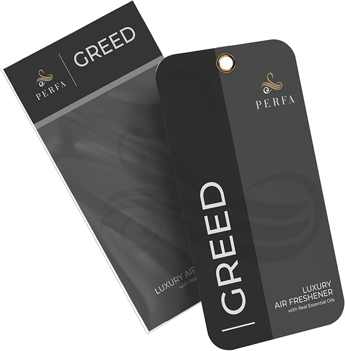 Greed Disposable Card Freshener for Men | Car Scents Air Freshener with Greed Fragrance | Strong Car Perfume Air Freshener with Odour Eliminating Technology | Greed by Perfa
