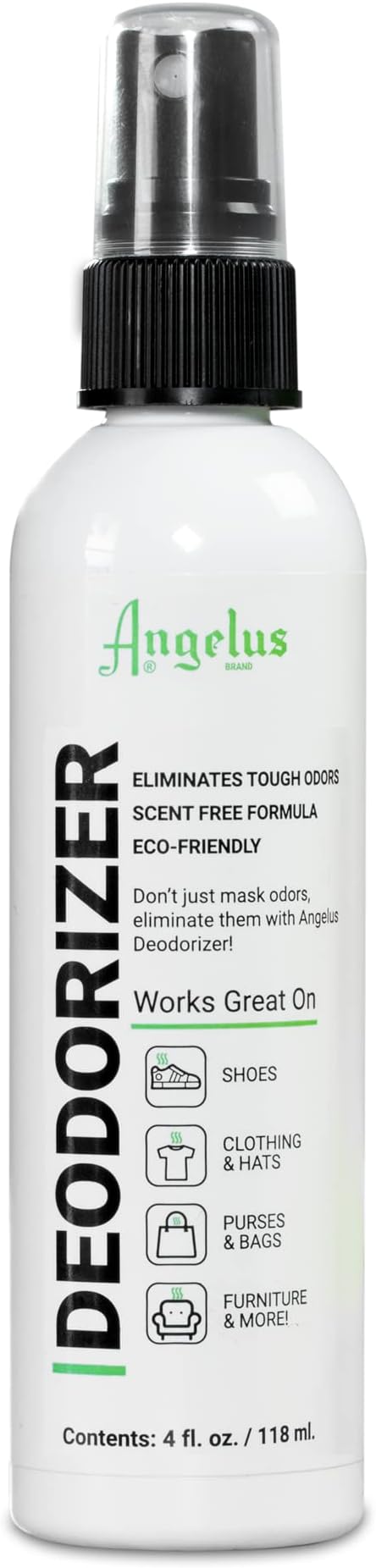 Angelus Deodorizer – Scent-Free Odor Eliminator Spray for Shoes, Clothing, and Accessories – Safe for All Materials – 4 oz Pump Bottle