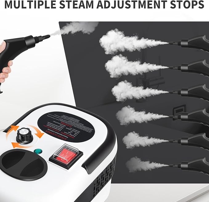 6 Level Adjustable Handheld Steam Cleaner for Home,15s Heat-Up Pressurized Steamer for Cleaning,1.29 Quarts Tank Portable Steam Cleaner Handheld for Car