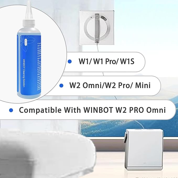 230ml Window Cleaning Solution - Compatible with Ecovacs Winbot W2 Omni/W2 Pro Omni/W2 Pro/W1/W1 Pro/W1s/Mini, Robot Cleansing Fluid & Agent(4PCS)