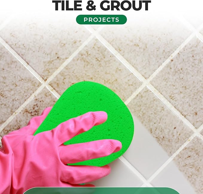 Multi-Purpose Sponges for Cleaning - Lime Green 2 Pack, Large Sponges for Car Washing, Tile & Grout, All Purpose Cleaning