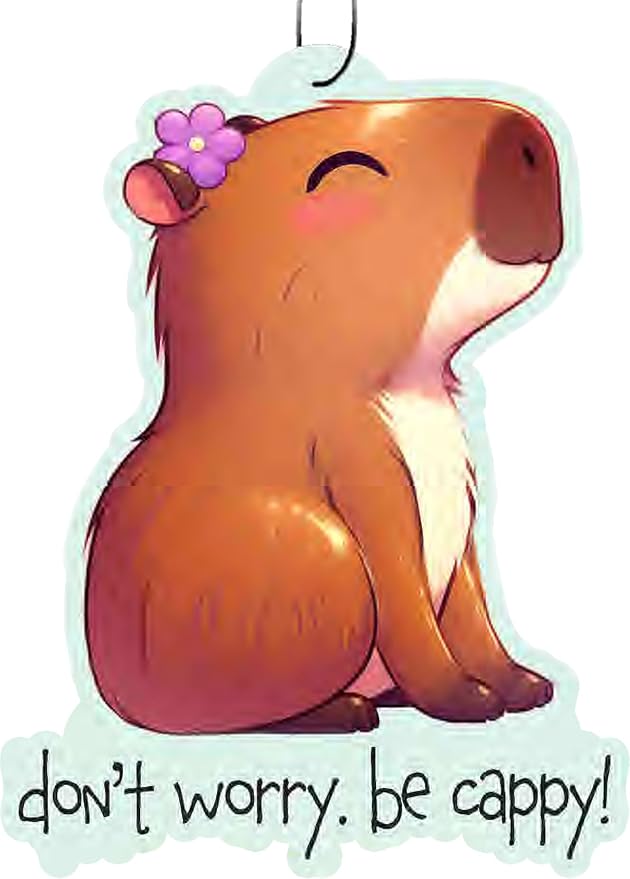 Spoontiques Capybara Air Freshener (3pk) - Themed Car Interior Accessories & Essentials, Hanging Air Freshener for Cars & Trucks, Long-Lasting Fragrance (New Car Scent)