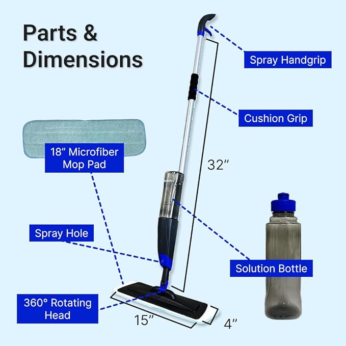 JL 18″ Microfiber EZ Sprayer Mop