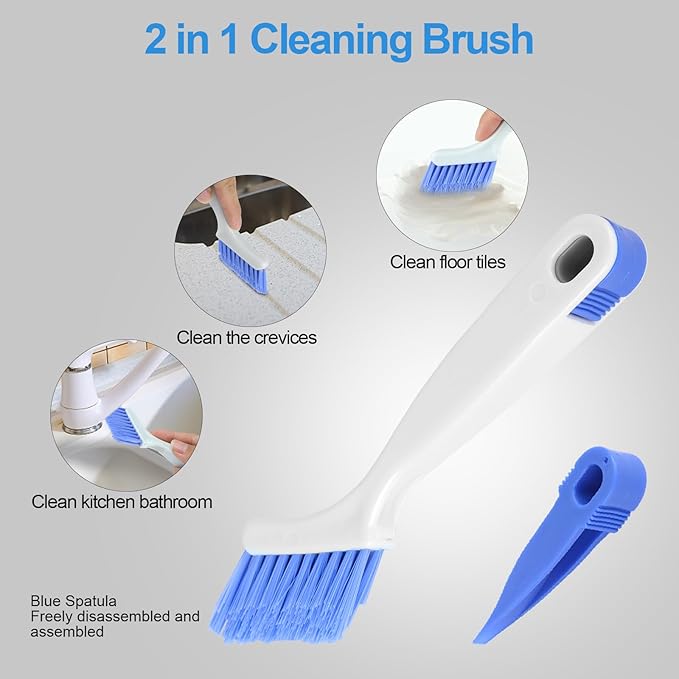Small Scrub Brush Set for Deep Cleaning, 2 Cleaning Brushes for Window Tracks, Grout, Corners and Crevices with Straight Bristles for Precise Scrubbing in Kitchen and Bathroom (Silvery white)