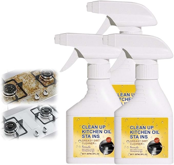 Kitchen Heavy Oil Cleaner Spray, Heavy Duty Kitchen Degreaser Spray, Foaming Oil Cleaner for Stove, Oven & Countertops, Multi-Surface Grease Remover for Appliances (3pcs)