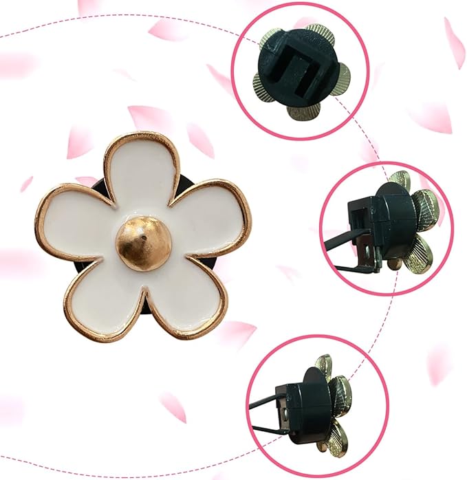 8PCS Car Daisy Flower Air Vent Clip, Cute Auto Outlet Air Conditioning Clip, Sweet Girly Vehicle Fresheners Gift for Women Girls, Car Interior Decor Universal Fit（White）