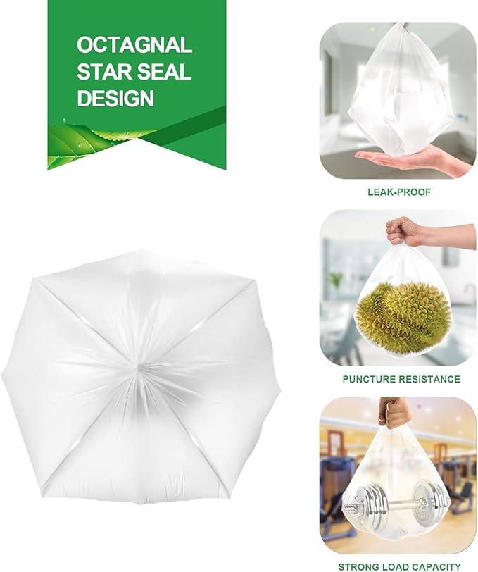 FORID Clear Trash Bags, 8 Gallon Garbage Bags, Wastebasket Bin Liners 330 Count Plastic Trash Bags for Bathroom Bedroom Office Garbage Can 30 Liters - Durable & Thick Trash Bag - Medium
