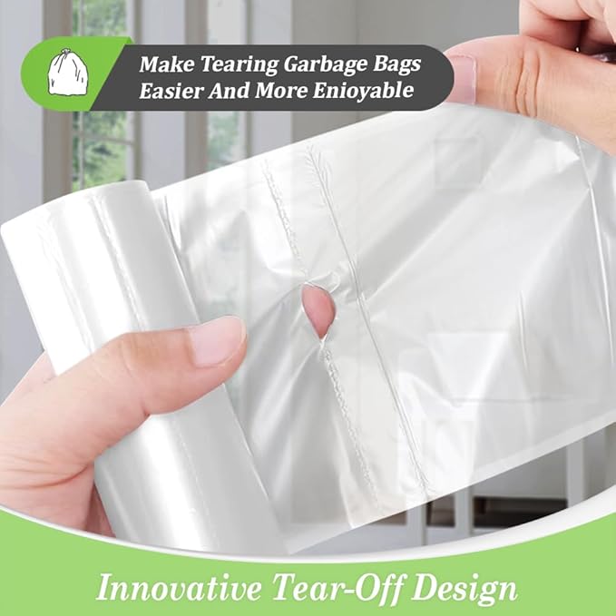 Teivio 1 Gallon 120 Counts Mini Strong Trash Bags 1-1.2 Gallon Garbage Bags,Small Waste Basket Liners,Bathroom Trash Can Bin Liners, Plastic Bags for home office kitchen, 4-5 Liters,Clear