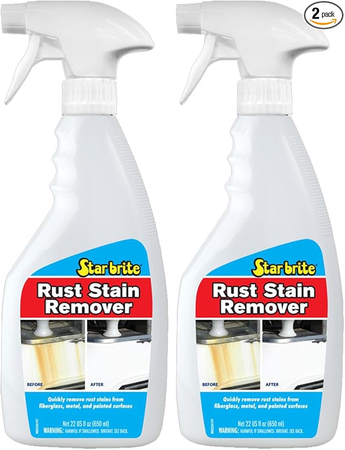 StarBrite Rust Stain Remover Spray 22 Oz - Instantly Dissolve Corrosion Stains on Fiberglass, Vinyl, Fabric, Metal & Painted Surfaces - Also Removes Sprinkler Stains - 2 Pack
