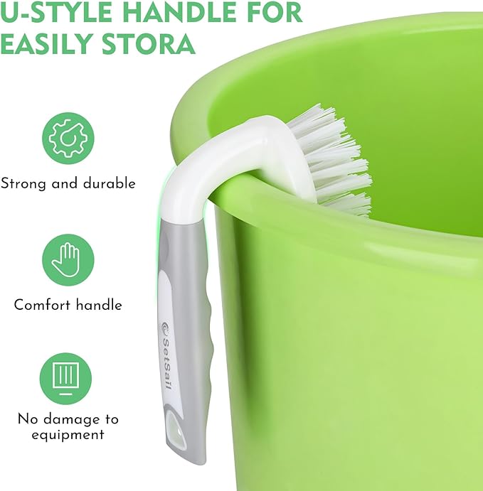 SetSail Scrub Brush, Heavy-Duty Scrub Brushes for Cleaning with Stiff Bristles Cleaning Brush for Shower, Bathroom, Carpet, Kitchen and Bathtub Scrubber - 3 Pack