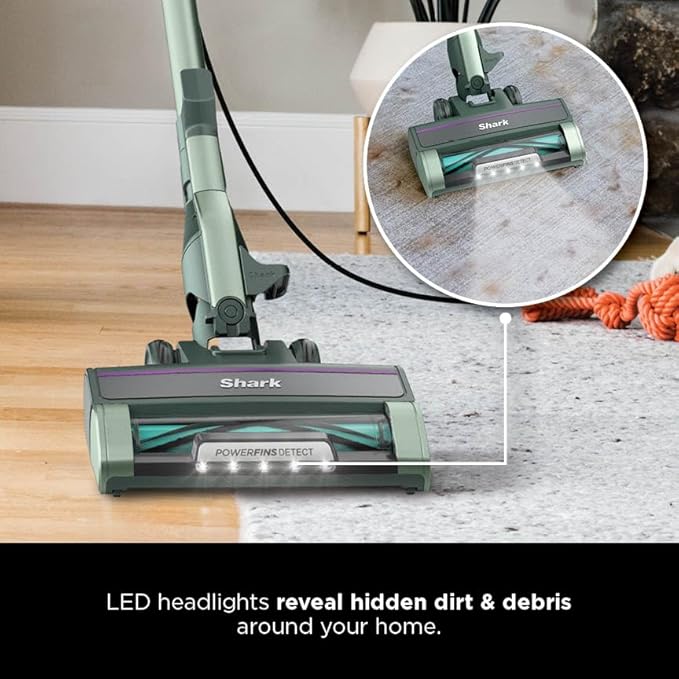 Shark Detect Ultralight Corded Stick Vacuum with Direction Detect and Self-Cleaning Brushroll, Powerful Hair Pickup, Ultra-Lightweight, Crevice & Upholstery Tool Included, Evergreen, HZ752