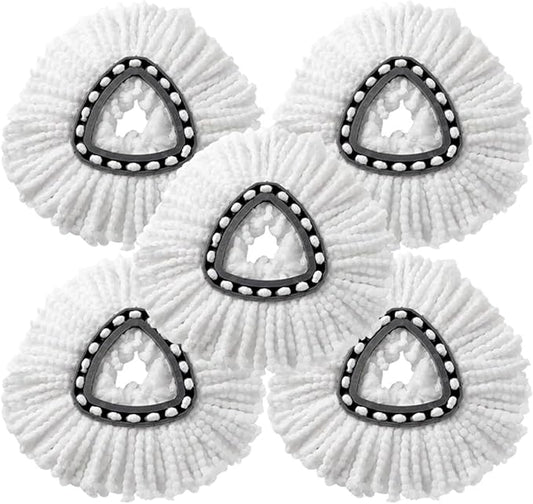 White Mop Head Cloth Microfiber Mop Refills Spin Mop Cloth Head,Compatible With Vileda O-cedar Mop Heads(5 Pcs)