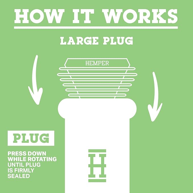 Hemper Plugs + Caps | Universal Cleaning Plugs for Glass Water Pipes and More | Fits Male & Female Joints | Leak-Proof Seal | Hassle-Free Cleaning | Durable, Reusable & Easy to Use - (Black)