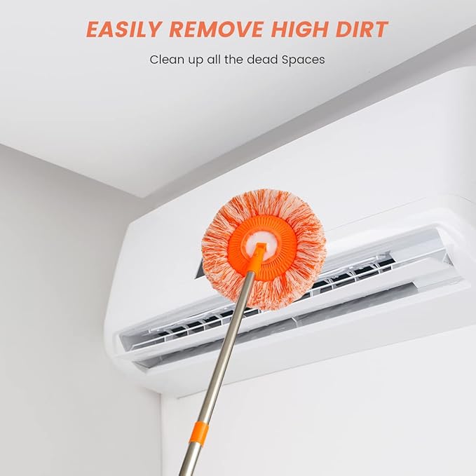 Cleaning Mop 360°rotatable Adjustable Cleaning Mop Free Splicing and Disassembly Extendable Wall Cleaning Mop Spin Mop for Floor Wall Bathroom (4 Poles and a 5 Mops)